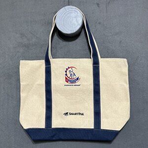 US Dressage Finals Classic Canvas Boat & Tote Double Handled Bag Ivory W Blue Lg